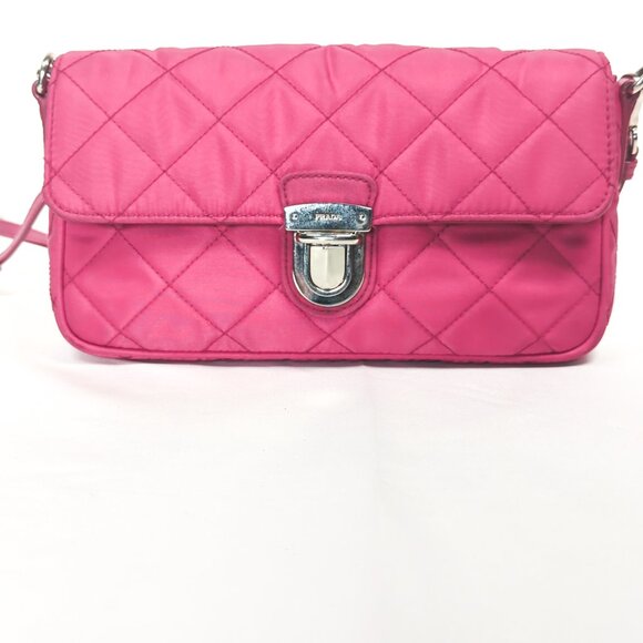 PRADA Tessuto Impunto Crossbody Shoulder Bag - Ibisco Pink - Picture 2 of 15